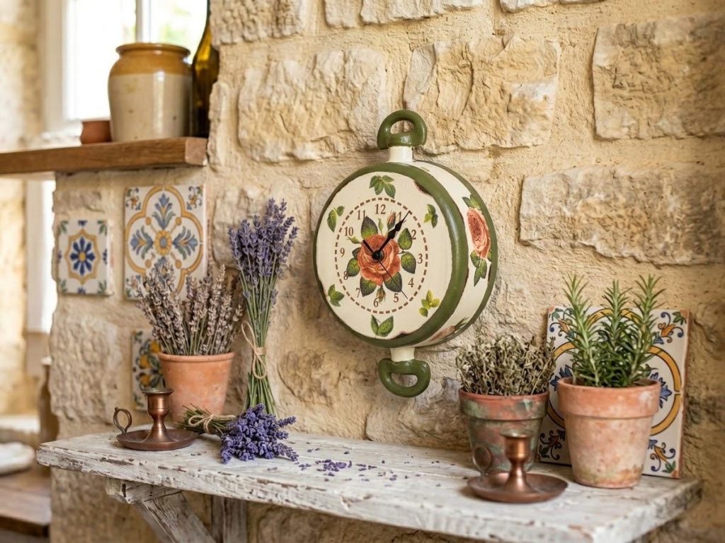 Reloj olla de 25 cm de diámetro, estilo provenzal