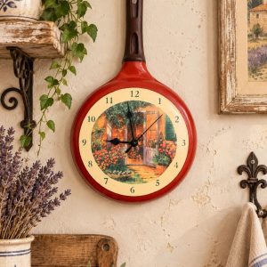 Reloj sartén rojo, estilo provenzal