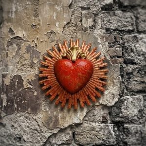 Sagrado Corazón, técnica mixta